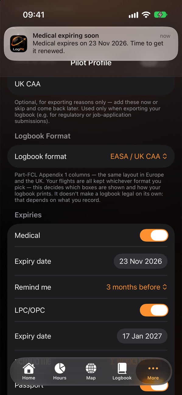 A notification: Medical expiring soon